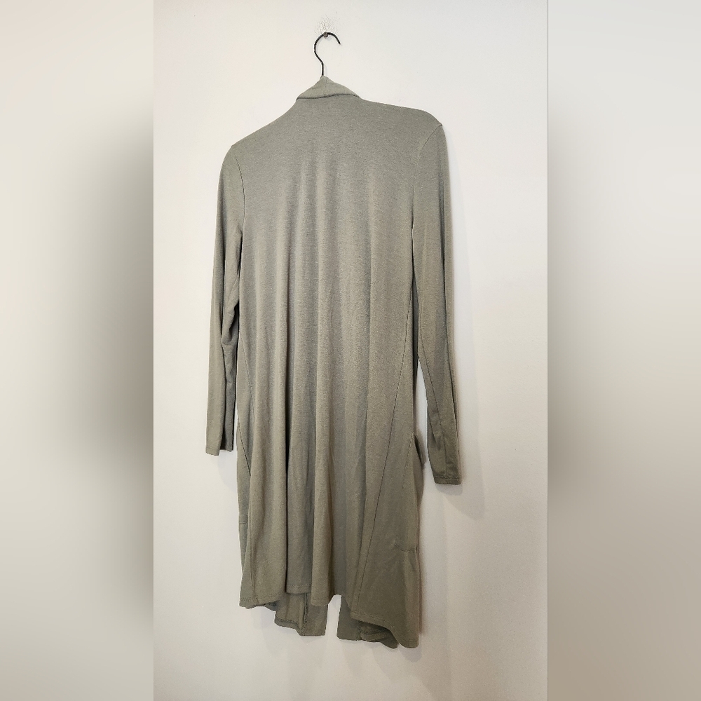 ZENANA PREMIUM Long-Line Green Open Front Cardigan - Picture 3 of 4